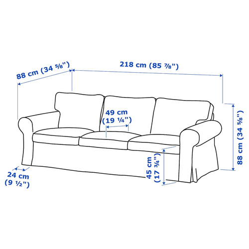 EKTORP 3-seat sofa, Hakebo grey-green