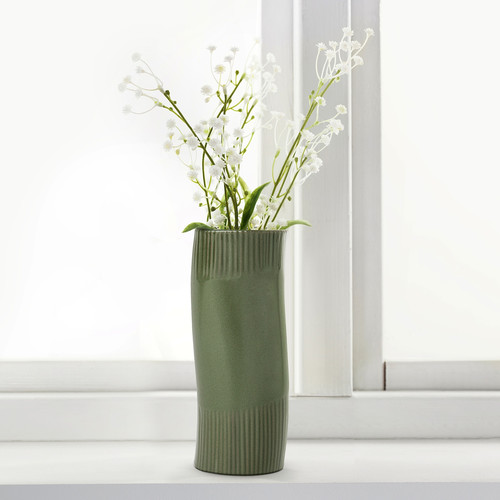 FRÖDD Vase, dark green, 21 cm