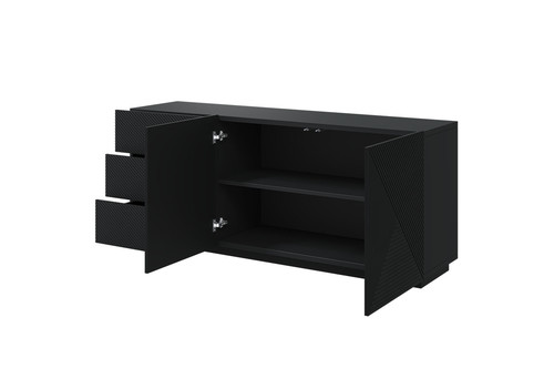 Cabinet with 2 Doors & 3 Drawers Asha 167cm, matt black