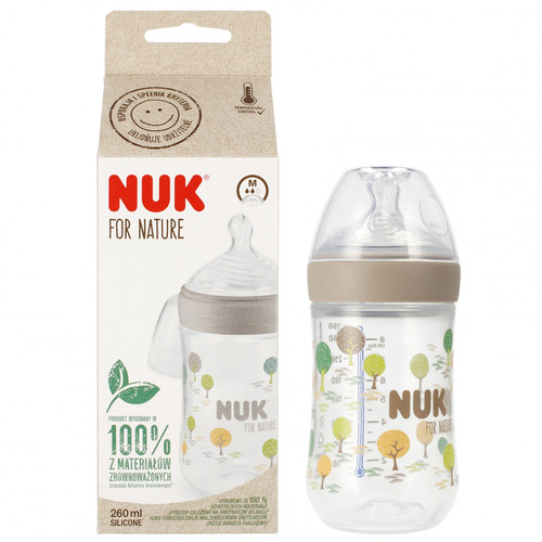 NUK For Nature Baby Bottle 260ml Size M, grey