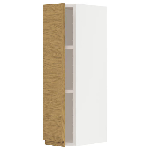 METOD Wall cabinet with shelves, white/Voxtorp oak effect, 20x80 cm