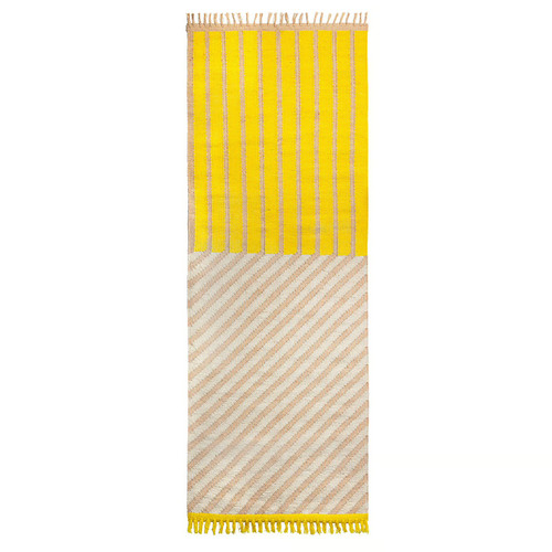 MÄVINN Rug, flatwoven, yellow/stripe pattern, 70x200 cm