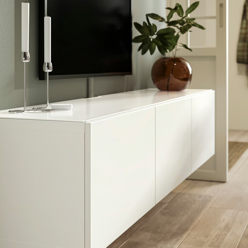 BESTÅ Top panel for TV, glass/white, 180x40 cm