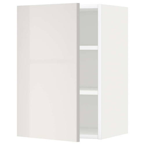 METOD Wall cabinet with shelves, white/Ringhult light grey, 40x60 cm