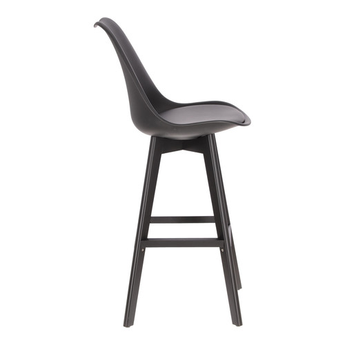 Bar Stool Norden, wood black high PP, black