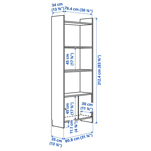 LÅDMAKARE Storage combination w sliding doors, with 3 shelves/oak effect, 81x35x212 cm