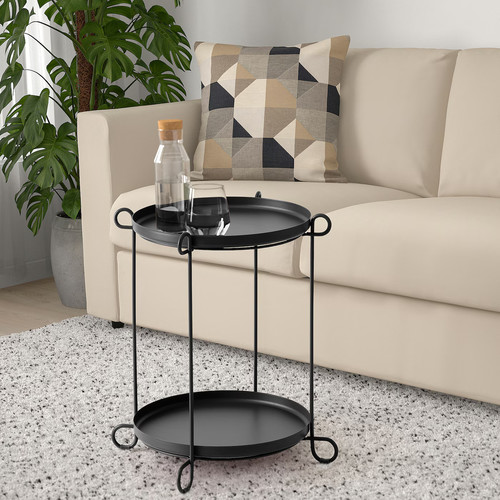 LIVELYCKE Tray table, black, 50 cm