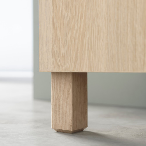 BESTÅ Storage combination w doors/drawers, white stained oak effect/Lappviken/Stubbarp white stained oak effect, 120x42x74 cm