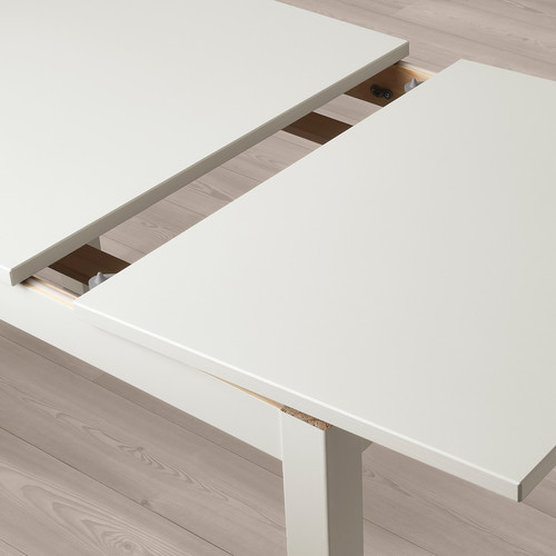 LANEBERG Extendable table, white, 130/190x80 cm