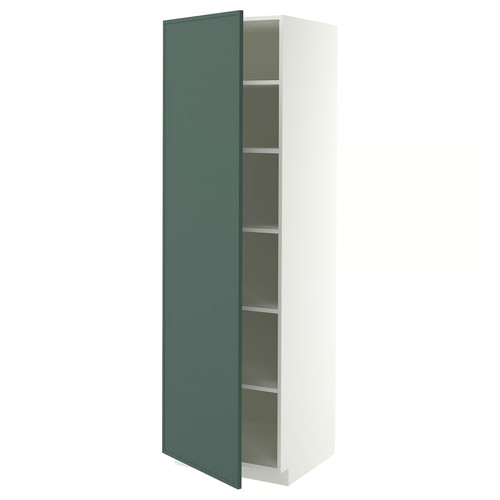METOD High cabinet with shelves, white/Aspudden dark grey-green, 60x60x200 cm