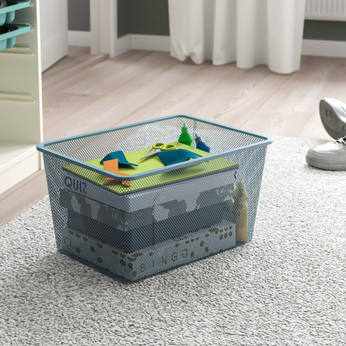 TROFAST Storage combination with boxes, white light green-grey/grey-blue, 46x30x145 cm