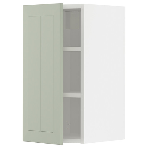 METOD Wall cabinet with shelves, white/Stensund light green, 30x60 cm