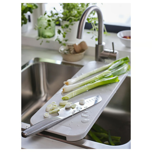 LILLHAVET Chopping board, light grey, 48x17 cm
