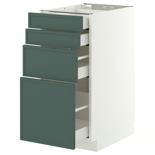 METOD/MAXIMERA Base cab 4 frnts/4 drawers, white/Aspudden dark grey-green, 40x60 cm