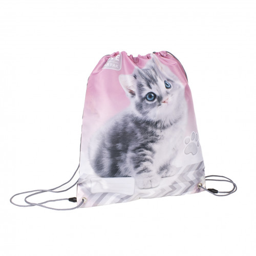 Drawstring Bag School Shoes/Clothes Bag Kitty Pink