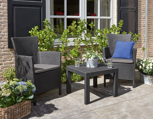 Garden Armchair, rattan style, graphite