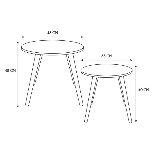 Set of 2 Side Tables Trundle, natual