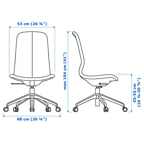 LÅNGFJÄLL Office chair, Gunnared beige/black, 68x68 cm
