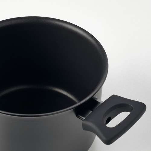 HEMLAGAD Pot with lid, black, 3 l