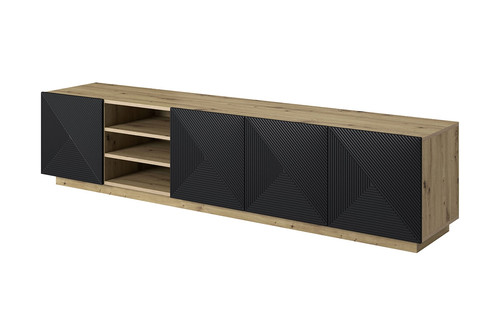 TV Cabinet Asha 200 cm, artisan/matt black