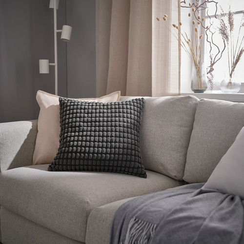 SVARTPOPPEL Cushion cover, anthracite, 50x50 cm