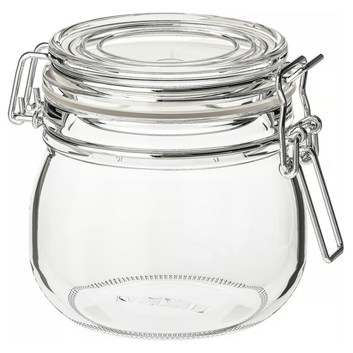 KORKEN Jar with lid, clear glass, 0.5 l