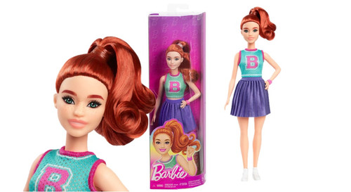Barbie Fashionistas Doll #232 in Jersey Top And Pleated Purple Skirt HYT90 3+