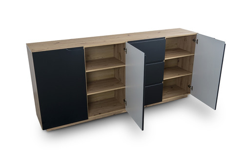 Cabinet with 3 Doors & 3 Drawers Loftia, artisan/matt black