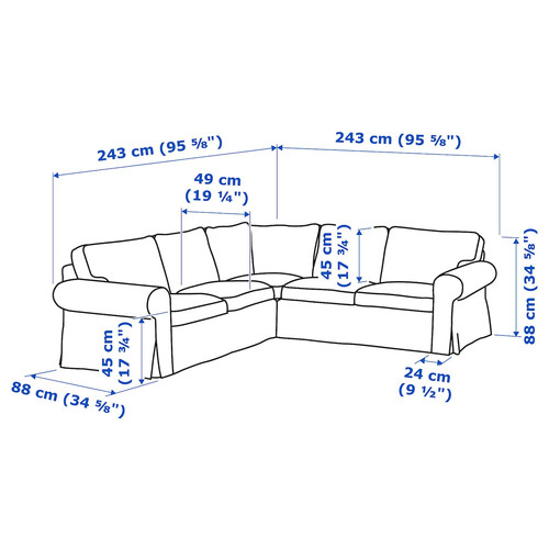 EKTORP Corner sofa, 4-seat, Hakebo grey-green