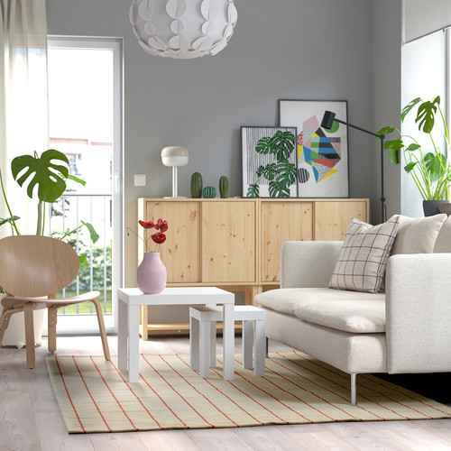 RIDSTIG Rug, flatwoven, off-white/red, 170x240 cm