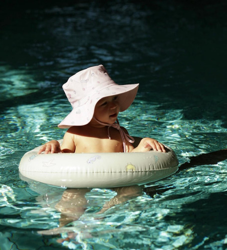 Vanilla Copenhagen Inflatable Swim Ring Baby Ocean Print Oyster Grey 1-3y