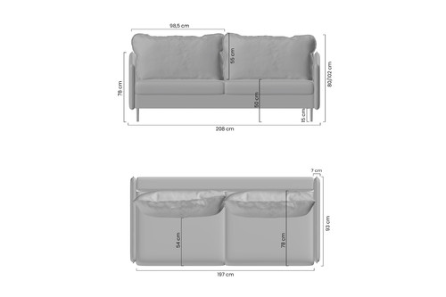 Sofa with Sleeping Function Sofa-Bed Taila, light beige/gold legs