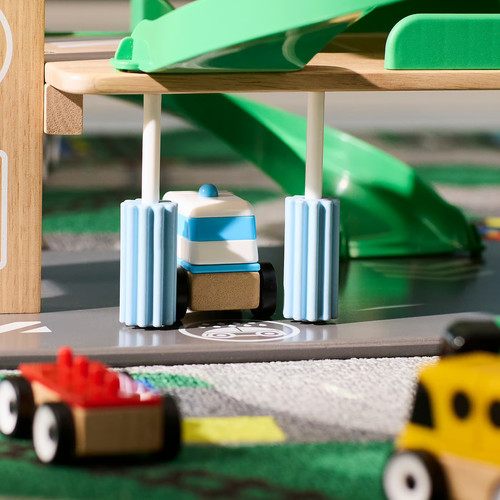 LILLABO Garage with car and helicopter, multicolour