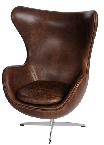 Armchair Egg, leather, dark brown, vintage