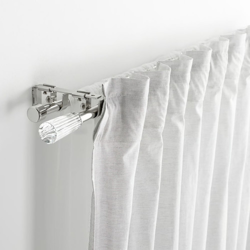 SOLDVÄRGMAL Double curtain rod set, silver-colour, 120-210 cm 19 mm