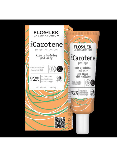 FLOS-LEK betaCAROTENE Pro Age Eye cream with Caffeine 92% Natural Vegan 30ml