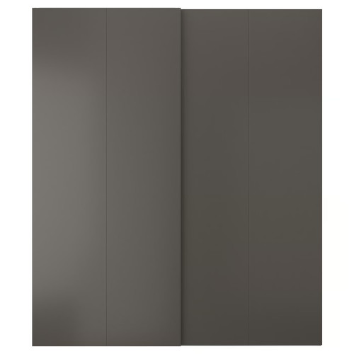 HASVIK Pair of sliding doors, dark grey, 200x236 cm