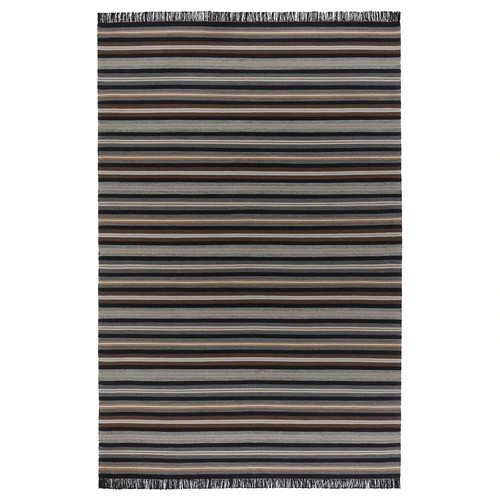 RÅVAROR Rug, flatwoven, handwoven black/brown grey, 170x240 cm