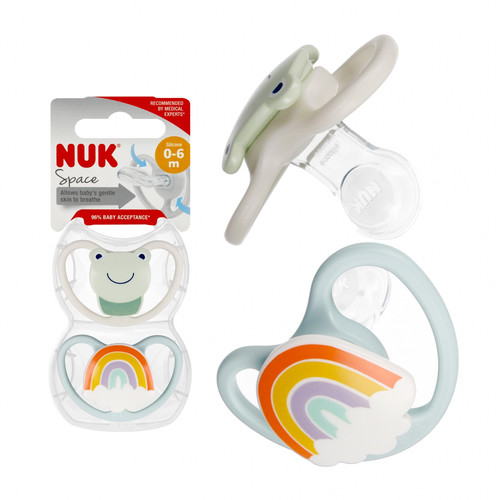 NUK Soother Pacifier Space 2pcs 0-6m, penguin/dog
