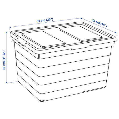 SOCKERBIT Box with lid, white, 38x51x30 cm