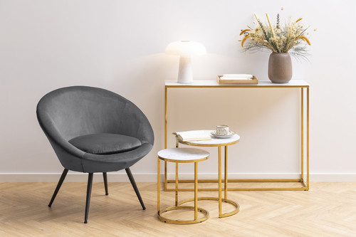 Console Table Alisma, white marble, gold