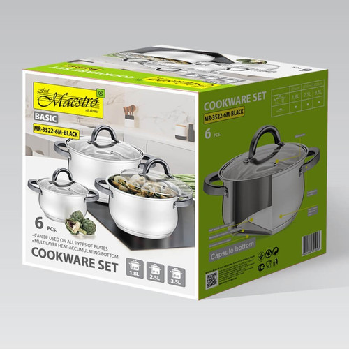 Feel Maestro 6-Piece Stainless Steel Cookware Set