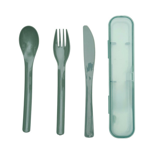 Travel Cutlery Set with Case, green