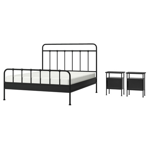 STJÄRNÖ / GRÅFJÄLLET Bedroom furniture, set of 3, anthracite, 160x200 cm