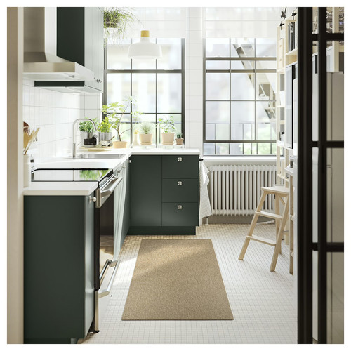 LÄTTBETONG Runner, flatwoven, beige/light brown, 80x150 cm