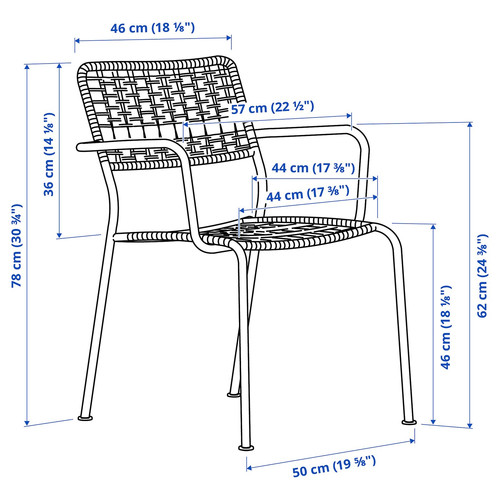 LÄCKÖ Chair with armrests, outdoor, dark grey