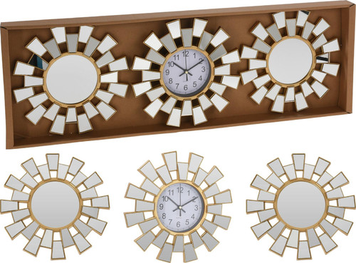 Wall Clock with 2 Mirrors Reish
