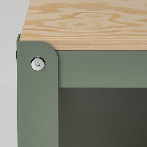 BROR Trolley, grey-green/pine plywood, 85x55 cm