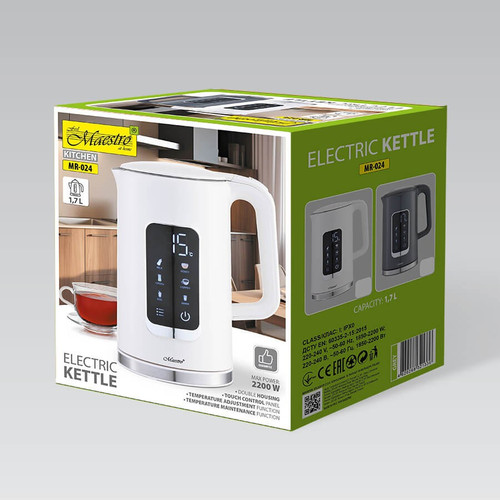 Feel Maestro 1.7L Double-Wall Electric Kettle with Temp Control MR-024-GREY