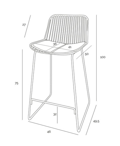 Bar Stool with Seat Pad Dill High, black